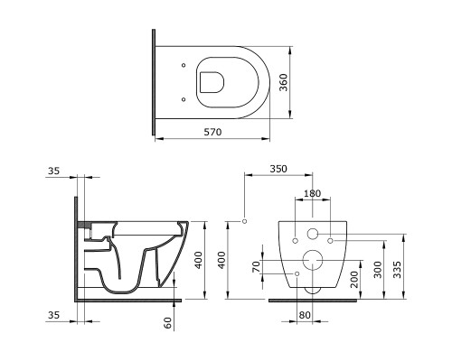 Унитаз Ambassador Queen 113T20001R подвесной Белый глянцевый без сиденья