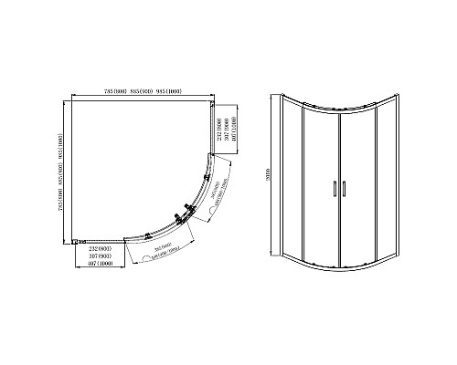Душевой уголок Aquatek 90х90 AQ ARI RO 09020BL профиль Черный стекло прозрачное