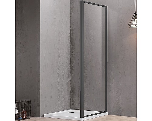 Душевая стенка Aquatek 100 AQ ARI WA 10020BL профиль Черный стекло прозрачное