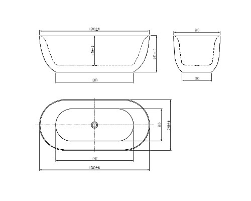 Акриловая ванна Aquatek Афина 170x78 AQ-144778BL без гидромассажа