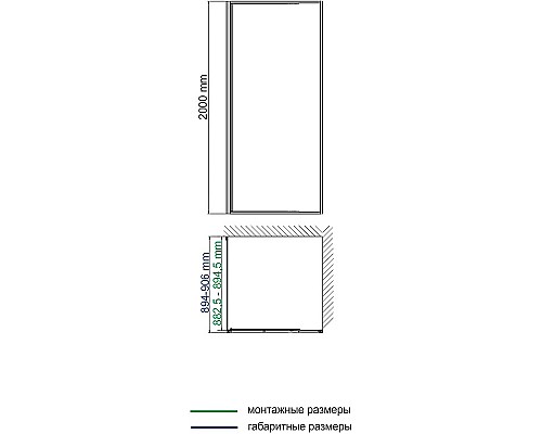 Душевая стенка WasserKRAFT Elbe 74P03-RP90 / ДУ Elbe 74P07-RP90/Dill 61S07-RP90 90 61S07-RP90/74P03-RP90 / 74P07-RP90 профиль Черный матовый стекло прозрачное