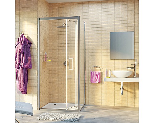 Душевая стенка WasserKRAFT Weser 90 78F03-RP90 профиль Хром стекло прозрачное