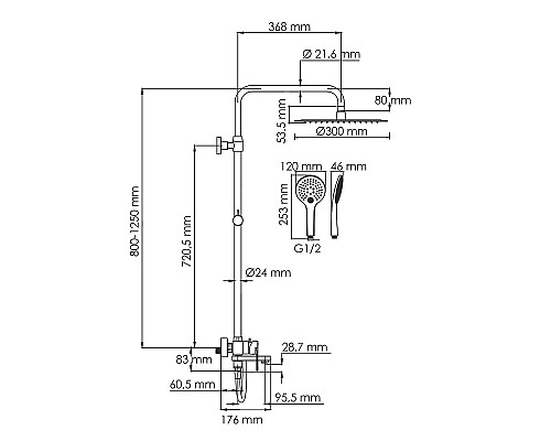 Душевая система WasserKRAFT A185.161.155.WM Белая матовая