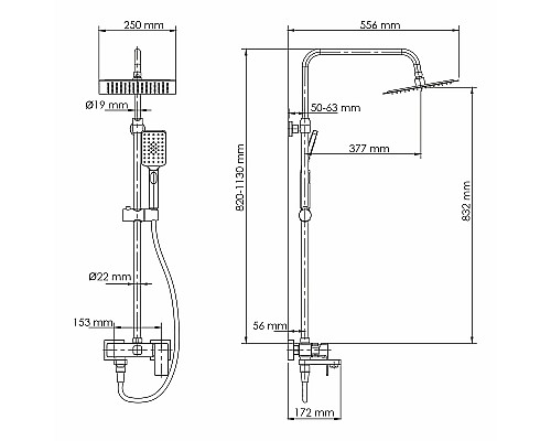 Душевая система WasserKRAFT A27701 Черная матовая