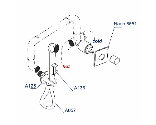 Гигиенический душ со смесителем WasserKRAFT A08657 Никель
