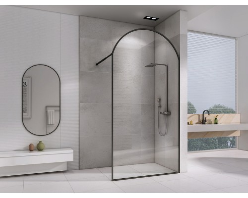 Душевая перегородка Abber Immer Offen 100 AG64100BN профиль Черный стекло прозрачное