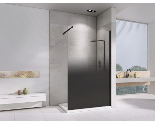 Душевая перегородка Abber Immer Offen 100 AG69101BD профиль Черный стекло прозрачное тонированное