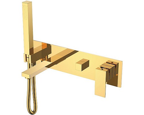 Смеситель для ванны Boheme Qubic 474-2-G Золото глянцевое