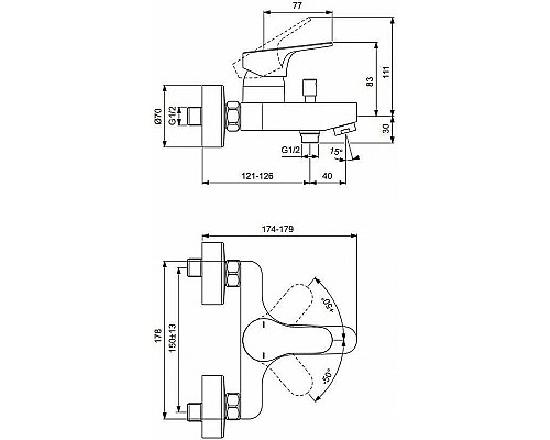 Смеситель для ванны Ideal Standard Cerabase BC843AA Хром