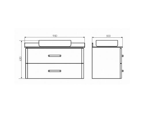 Тумба с раковиной Comforty Амстердам 95 00-00014001 подвесная Белая глянцевая Калакатта Блэк