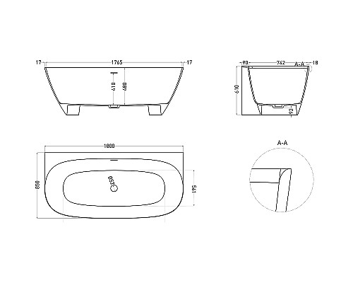 Ванна из искусственного камня Salini Sofia Wall 180х85 102513G Белая глянцевая