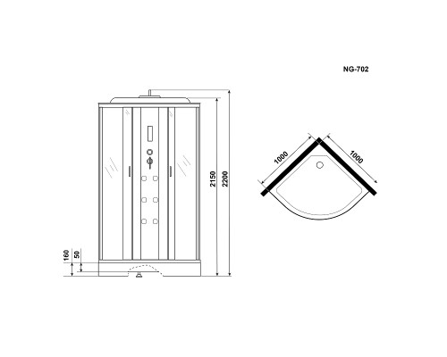 Душевая кабина Niagara Ultra 100x100 NG-702-01 с гидромассажем