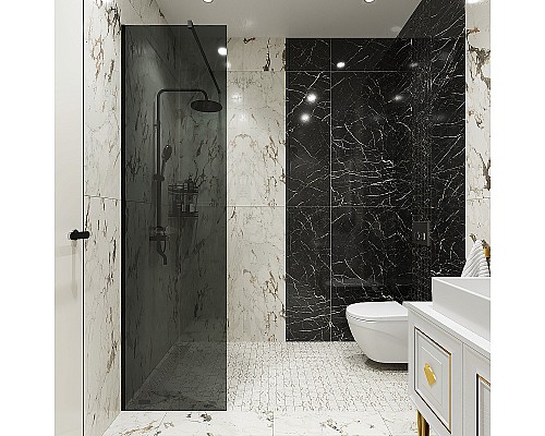 Душевая перегородка STWORKI Берген 60 MV-BE-60-BL-T профиль Черный матовый стекло тонированное