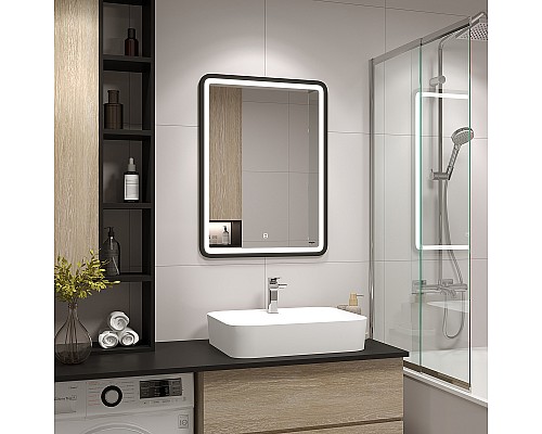 Зеркало Reflection Happy 600х800 RF4919HP с подсветкой Черное с сенсорным выключателем и диммером