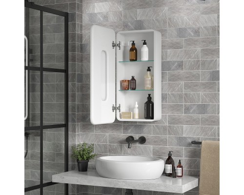 Зеркальный шкаф Reflection Circle  400х800 L RF2105SR с подсветкой Белый матовый