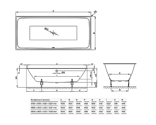 Стальная ванна Bette Loft 170x80 3171-000 с шумоизоляцией