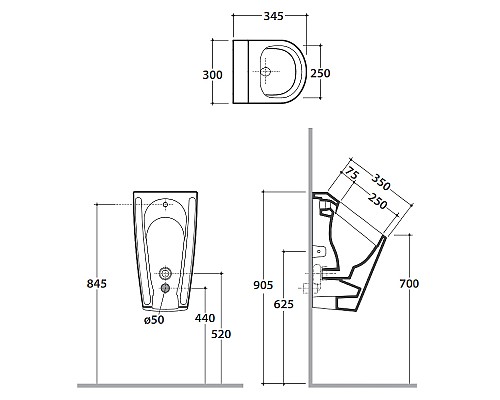 Писсуар Globo Forty3 FO031BI подвесной Белый