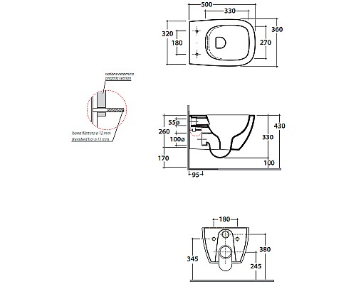 Унитаз Globo Genesis GNS03.BI подвесной без сиденья