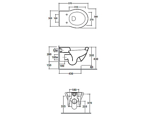 Унитаз Globo Paestum PAS03.BI подвесной без сиденья