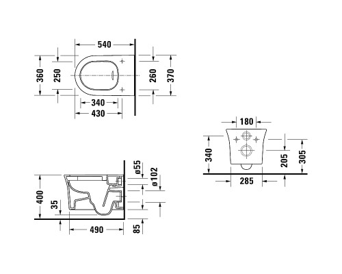 Унитаз Duravit White Tulip 2576092000 подвесной без сиденья