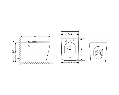 Унитаз Abber Rechteck AC1213P приставной с сиденьем Микролифт