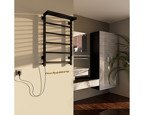 Электрический полотенцесушитель Altasan СкалаПроф 80х50 СкалаПроф8050ПЧМ с полкой Черный муар