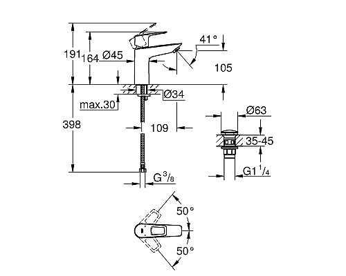 Смеситель для раковины Grohe BauLoop 23886001 Хром