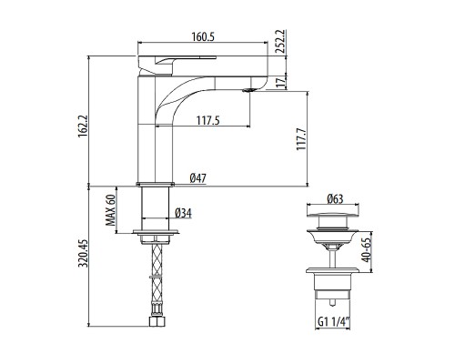 Смеситель для раковины Gattoni H2Omix7000 7004570NO Черный матовый