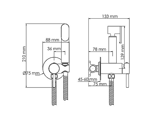 Гигиенический душ со смесителем WasserKRAFT A70338 Никель