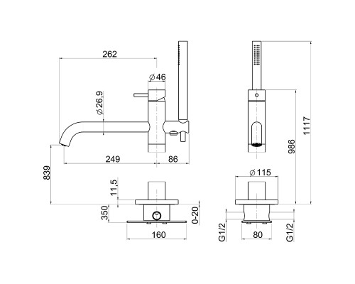 Смеситель для ванны Cisal Xion XI004204D1 Нержавеющая сталь