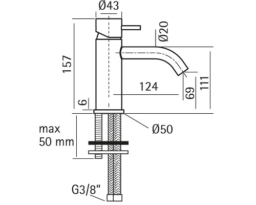 Смеситель для раковины Cisal Xion XI000544D1 Нержавеющая сталь