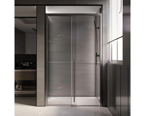 Душевая дверь Veconi Premium Trento PTD-30GR 120 профиль Брашированный графит стекло прозрачное