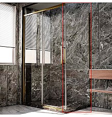 Душевая стенка Veconi Premium Trento SP-40G 100 SP40-G-100-01-C4 профиль Брашированное золото стекло прозрачное