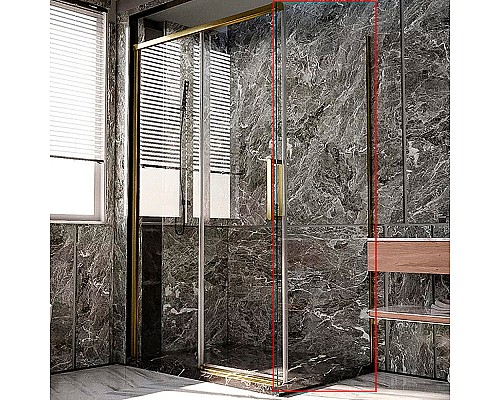 Душевая стенка Veconi Premium Trento SP-40G 100 SP40-G-100-01-C4 профиль Брашированное золото стекло прозрачное