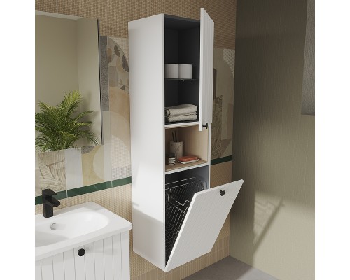 Шкаф пенал Vitra Root Groove 40 R 69100 подвесной с бельевое корзиной Белый матовый