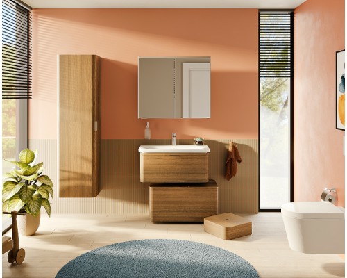 Зеркальный шкаф Vitra 80 с подсветкой Антрацит глянцевый