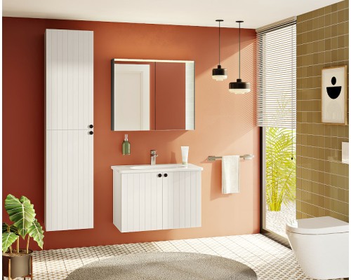 Зеркальный шкаф Vitra 80 с подсветкой Антрацит глянцевый