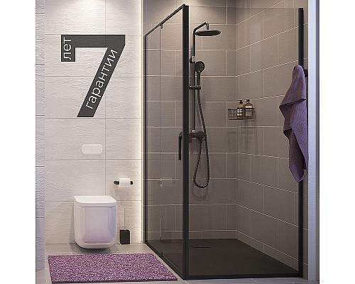 Душевой уголок WasserKRAFT Elbe 80x100 74P29 профиль Черный стекло прозрачное