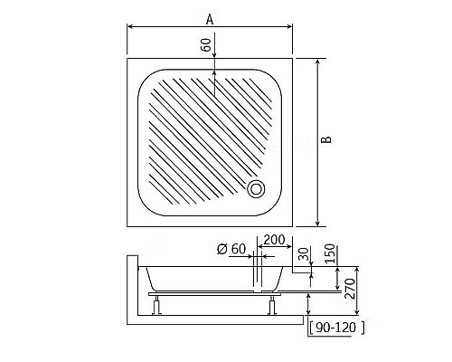 Акриловый поддон для душа RGW Acrylic B/CL-S 80x80 16180188-51 Белый