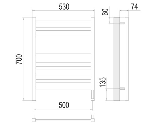 Электрический полотенцесушитель Terminus Ното П9 500х700 4670078526960 Хром