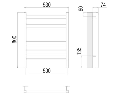 Электрический полотенцесушитель Terminus Сицилия П8 500х800 КС 9005 4670078527646 Черный матовый