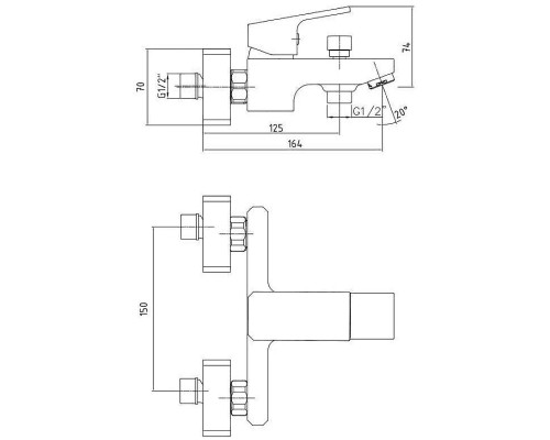 Смеситель для ванны E.C.A. Tiera 104802469EX Белый Хром