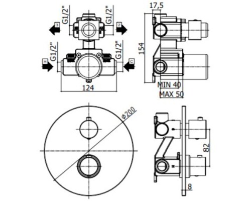 Смеситель для душа Paffoni Light LIQ018HGSP с термостатом Золото медовое брашированное