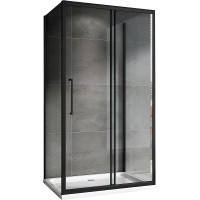 Душевой уголок Abber Schwarzer Diamant 130x60 профиль Черный стекло прозрачное