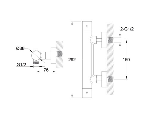 Смеситель для душа Whitecross Y black Y1246BL с термостатом Черный матовый