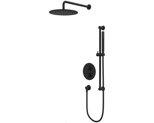 Душевая система Whitecross Y black YSET09BL с термостатом Черная матовая