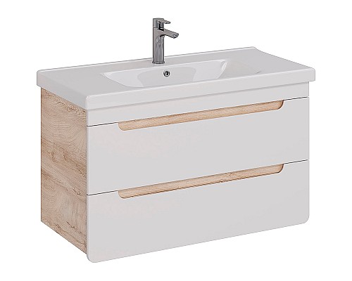 Тумба под раковину Lemark Olivia 100 LM08OL100T подвесная Белый глянец Дуб Кантри