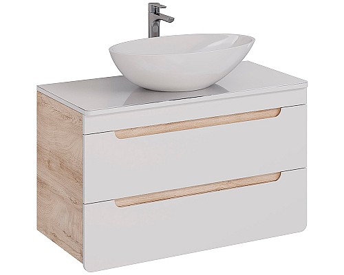 Тумба под раковину Lemark Olivia 100 LM08OL100T подвесная Белый глянец Дуб Кантри