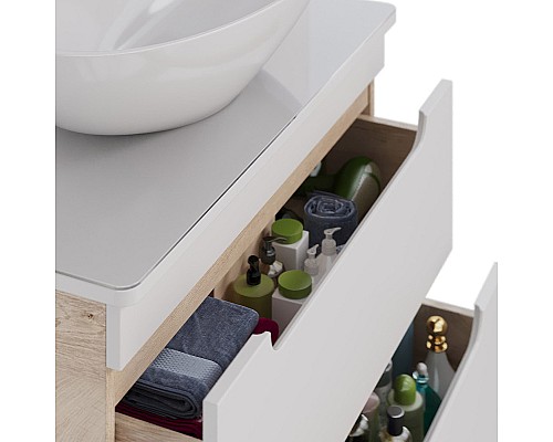 Тумба под раковину Lemark Olivia 100 LM08OL100T подвесная Белый глянец Дуб Кантри