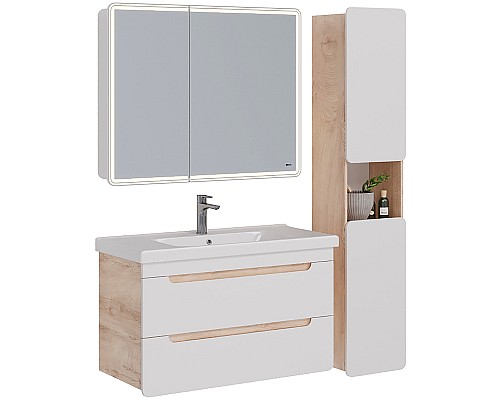 Тумба под раковину Lemark Olivia 100 LM08OL100T подвесная Белый глянец Дуб Кантри